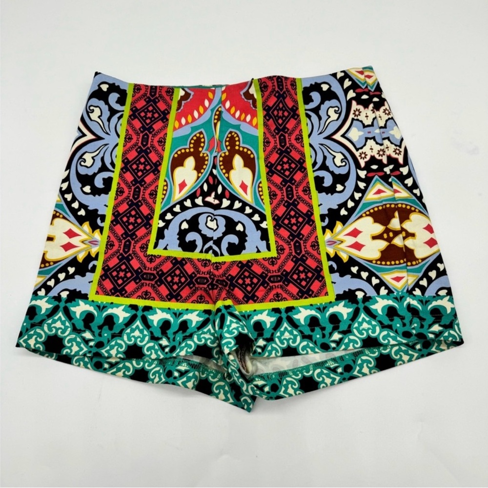 Flying Tomato High Waist Red and Blue Multi Pattern Shorts Cotton Blend